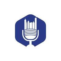 stedelijk podcast vector logo ontwerp sjabloon. podcast stad logo concept.