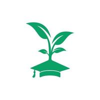creatief modern natuur onderwijs logo ontwerp. diploma uitreiking pet en boom icoon logo. vector