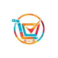 veilig boodschappen doen vector logo ontwerp sjabloon. vertrouwd keuze boodschappen doen kar logo icoon ontwerp.