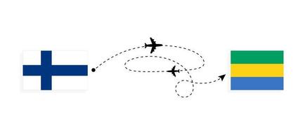 vlucht en reizen van Finland naar Gabon door passagier vliegtuig reizen concept vector