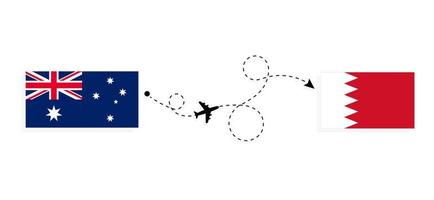 vlucht en reizen van Australië naar Bahrein door passagier vliegtuig reizen concept vector