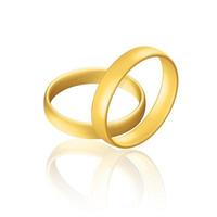 gouden realistisch bruiloft ringen met reflectie verjaardag romantisch verrassing vector