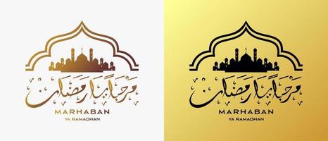 Ramadan logo ontwerp sjabloon in creatief concept met moskee elementen. premie vector logo illustratie