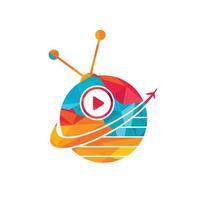 reizen TV vector logo ontwerp sjabloon. reizen filmen avontuur toeren wereld logo ontwerp concept sjabloon.