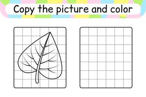 kopiëren de afbeelding en kleur blad berk. compleet de afbeelding. af hebben de afbeelding. kleur boek. leerzaam tekening oefening spel voor kinderen vector