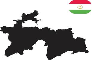 kaart en vlag van tadzjikistan vector