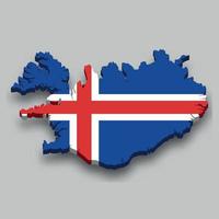 3d isometrische kaart van IJsland met nationaal vlag. vector