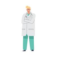 blond dokter staand vector