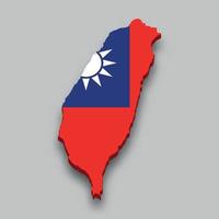 3d isometrische kaart van Taiwan met nationaal vlag. vector
