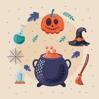 halloween viering zes pictogrammen vector