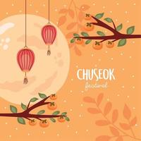 chuseok festival belettering ansichtkaart vector