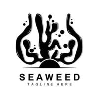 zeewier logo ontwerp, onderwater- fabriek illustratie, schoonheidsmiddelen en voedsel ingrediënten vector