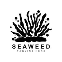 zeewier logo ontwerp, onderwater- fabriek illustratie, schoonheidsmiddelen en voedsel ingrediënten vector