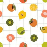 naadloos patroon met appels, peren, citroenen, sinaasappelen, kiwi's, mandarijnen. helder zomer fruit BES afdrukken. vector grafiek.
