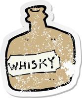 retro noodlijdende sticker van een cartoon whiskypot vector