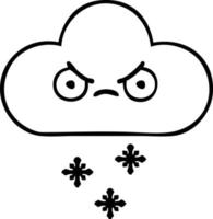 lijntekening cartoon storm sneeuw wolk vector