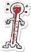 retro noodlijdende sticker van een cartoon hete thermometer vector