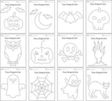 gelukkig halloween spoor spel voor kinderen met monsters. . onderwijs spel voor kinderen. traceren boek voor kinderen. vector