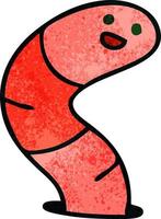 eigenzinnige handgetekende cartoonworm vector