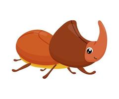 schattig glimlachen neushoorn kever geïsoleerd Aan wit achtergrond. grappig insect voor kinderen. vlak tekenfilm vector illustratie