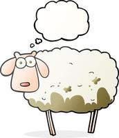 uit de vrije hand getrokken gedachte bubbel tekenfilm modderig schapen vector