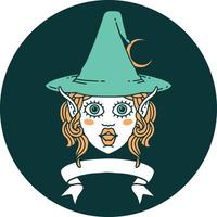 icoon van elf magiër karakter gezicht met banier vector