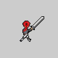 pixel kunst stijl, oud computerspelletjes stijl, retro stijl 18 beetje vrouw zwaardvechter schommel een overhandigd zwaard vector