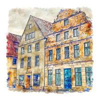 bielefeld altstadt Duitsland waterverf schetsen hand- getrokken illustratie vector