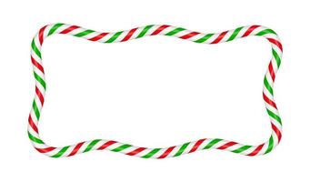 Kerstmis snoep riet rechthoek kader met rood en groen streep. Kerstmis grens met gestreept snoep lolly patroon. blanco Kerstmis en nieuw jaar sjabloon. vector illustratie isoleren Aan wit achtergrond