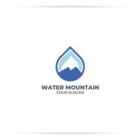 water berg logo ontwerp vector, rivier, water veren, stromen vector