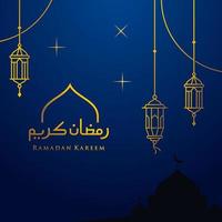 Ramadan kareem, eid mubarak groet lijn icoon minimaal en gemakkelijk vector ontwerp met mooi gloeiend lantaarn en elegant halve maan maan ster voor achtergrond en banier