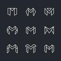 brief m logo verzameling. m logotype doopvont in minimaal lijn schets stijl. elegant luxe eerste vector logo sjabloon