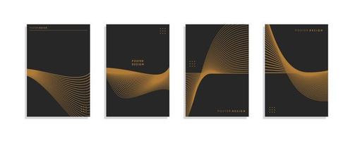 zwart en goud minimaal modern Hoes abstract achtergrond covers set. koel lijn vormen samenstelling vector kunst voor poster en spandoek.