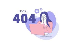illustraties negatief uitdrukking boos bedrijf vrouw voor oops 404 fout ontwerp concept landen bladzijde vector