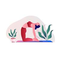 illustratie van vrouw aan het doen yoga voor yoga dag viering. vector