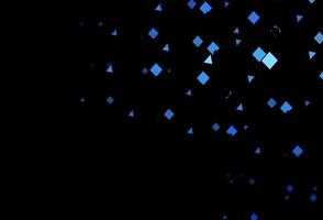 donkerblauwe vectorsjabloon met kristallen, cirkels, vierkanten. vector