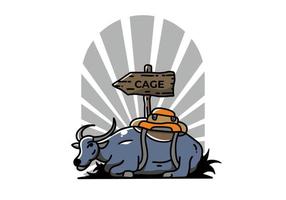 zittend buffel dier vector illustratie insigne ontwerp