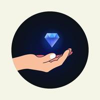 diamant edelsteen in hand- icoon vector illustratie