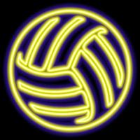 neon geel en blauw schets van een volleybal bal Aan een zwart achtergrond. vector