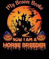 paard fokker t-shirt ontwerp voor halloween vector