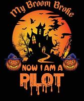 piloot t-shirt ontwerp voor halloween vector