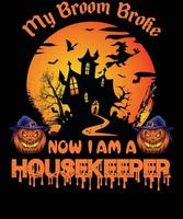 huishoudster t-shirt ontwerp voor halloween vector