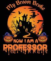 professor t-shirt ontwerp voor halloween vector
