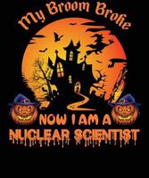 nucleair wetenschapper t-shirt ontwerp voor halloween vector
