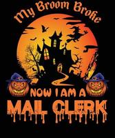 mail klerk t-shirt ontwerp voor halloween vector