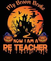 pe leraar t-shirt ontwerp voor halloween vector