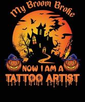 tatoeëren artiest t-shirt ontwerp voor halloween vector