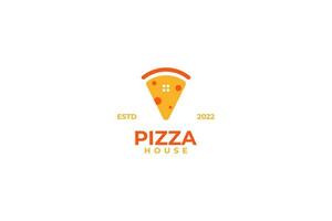 vlak pizza huis logo ontwerp vector illustratie idee