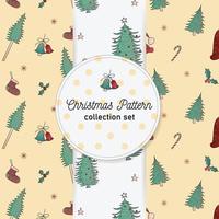 Kerstmis patroon verzameling met divers ornament vector