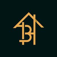 brief bh huis onroerend goed modern logo vector